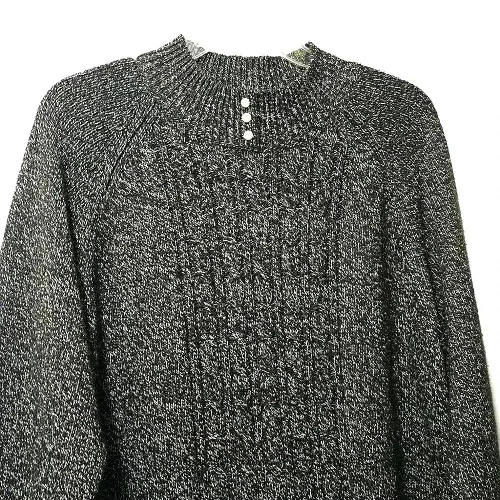 Rebecca Malone Womens Black White Acrylic Blend Mock Knit Sweater XL - Picture 4 of 8